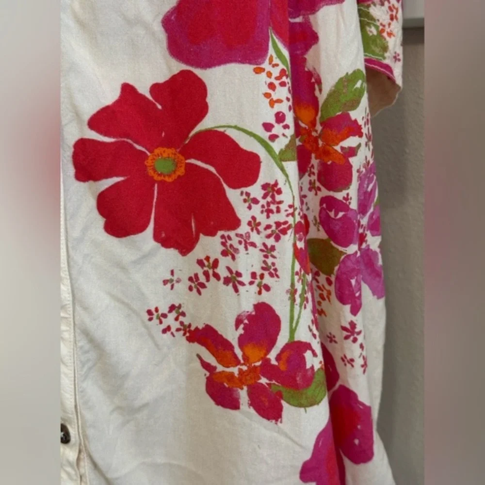 Free People Share Good Vibes Buttondown XS Ivory Pink Combo Floral - Picture 8 of 12